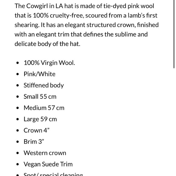 Anthropologie ASN Cowgirl in LA Hat Wool Size Small Pink Tie-Dyed NWT S,M - Picture 3 of 5